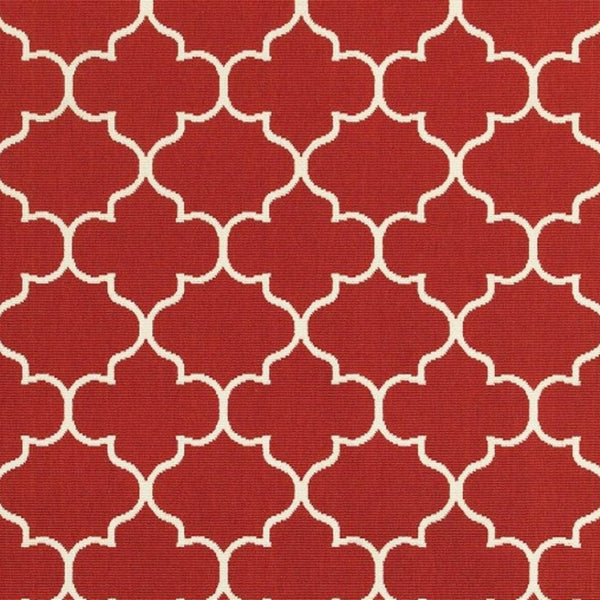 HomeRoots 5' Red and Ivory Indoor/Outdoor Area Rug – Durable, Weather-Resistant Design for Any Space 5'3" x 7'6" 388661