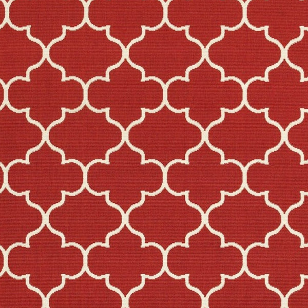 HomeRoots 5' Red and Ivory Indoor/Outdoor Area Rug – Durable, Weather-Resistant Design for Any Space 5'3" x 7'6" 388661