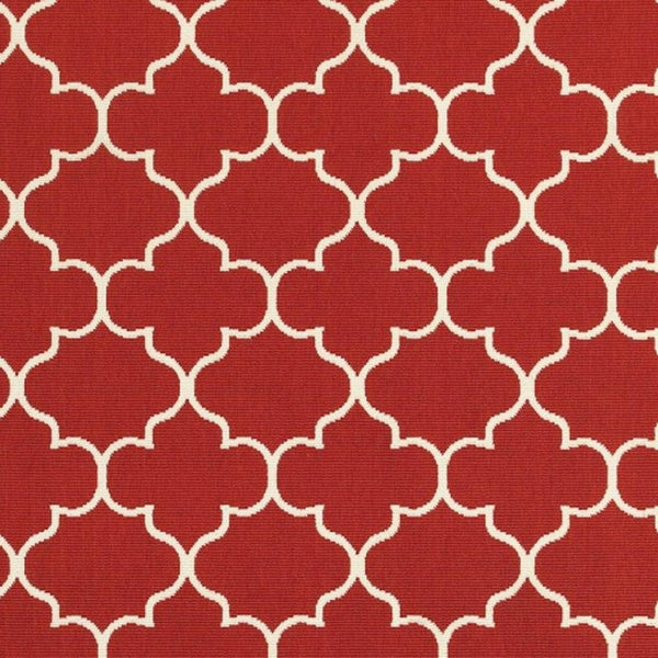 HomeRoots 5' Red and Ivory Indoor/Outdoor Area Rug – Durable, Weather-Resistant Design for Any Space 5'3" x 7'6" 388661