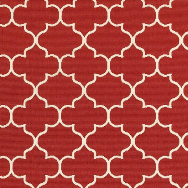 HomeRoots 5' Red and Ivory Indoor/Outdoor Area Rug – Durable, Weather-Resistant Design for Any Space 6'7" x 9'6" 388662