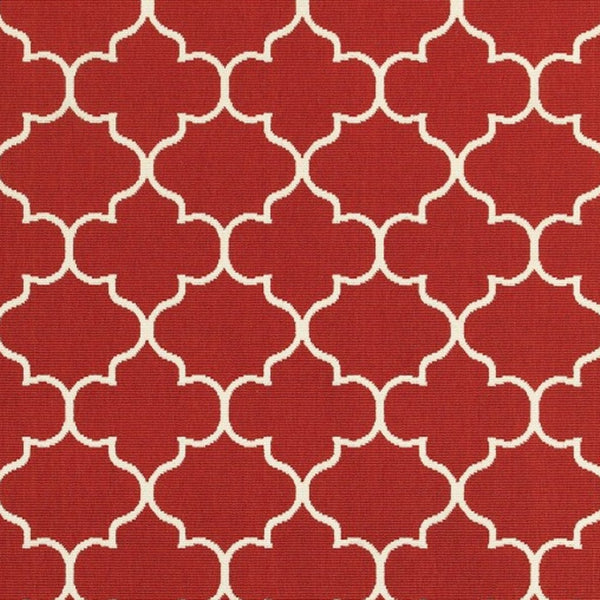 HomeRoots 5' Red and Ivory Indoor/Outdoor Area Rug – Durable, Weather-Resistant Design for Any Space 6'7" x 9'6" 388662