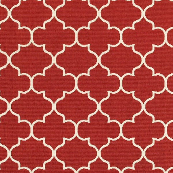 HomeRoots 5' Red and Ivory Indoor/Outdoor Area Rug – Durable, Weather-Resistant Design for Any Space 7'10" x 10'10" 388663
