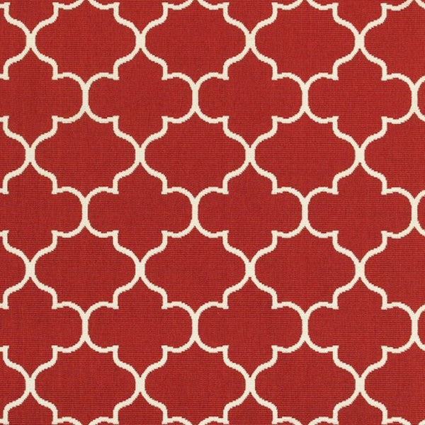 HomeRoots 5' Red and Ivory Indoor/Outdoor Area Rug – Durable, Weather-Resistant Design for Any Space 8'6" x 13' 388665
