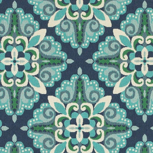 HomeRoots 5' Indoor Outdoor Area Rug - Vibrant Blue and Green, Water-Resistant, Easy-Care for High-Traffic Spaces 5'3" x 7'6" 388668