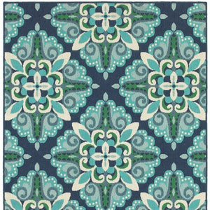 HomeRoots 5' Indoor Outdoor Area Rug - Vibrant Blue and Green, Water-Resistant, Easy-Care for High-Traffic Spaces 6'7" x 9'6" 388669