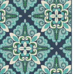 HomeRoots 5' Indoor Outdoor Area Rug - Vibrant Blue and Green, Water-Resistant, Easy-Care for High-Traffic Spaces 7'10" x 10'10" 388670