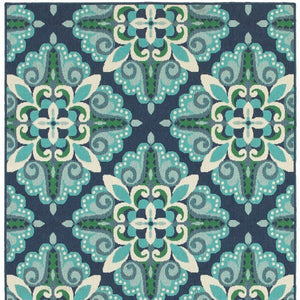 HomeRoots 5' Indoor Outdoor Area Rug - Vibrant Blue and Green, Water-Resistant, Easy-Care for High-Traffic Spaces 7'10" x 10'10" 388670