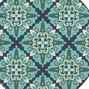 HomeRoots 5' Indoor Outdoor Area Rug - Vibrant Blue and Green, Water-Resistant, Easy-Care for High-Traffic Spaces 7'10" Round 388671