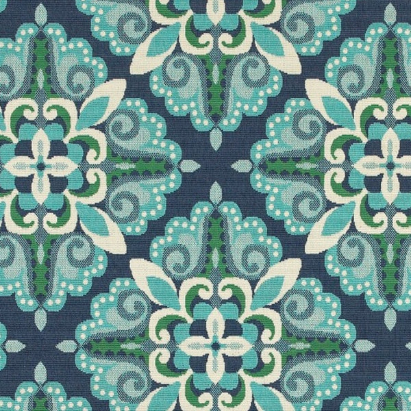 HomeRoots 5' Indoor Outdoor Area Rug - Vibrant Blue and Green, Water-Resistant, Easy-Care for High-Traffic Spaces 8'6" x 13' 388672