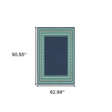 Homeroots 5' X 8' Blue And Green Indoor Outdoor Area Rug  Polypropylene 388675