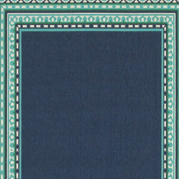 HomeRoots 5' Indoor Outdoor Area Rug in Bold Blue and Green - Stylish Geometric Design for Versatile Spaces 5'3" x 7'6" 388675