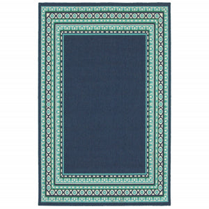 Homeroots 7' X 10' Blue And Green Indoor Outdoor Area Rug  Polypropylene 388676