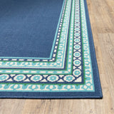 Homeroots 7' X 10' Blue And Green Indoor Outdoor Area Rug  Polypropylene 388676