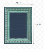 Homeroots 7' X 10' Blue And Green Indoor Outdoor Area Rug  Polypropylene 388676