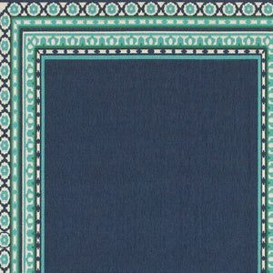 HomeRoots 5' Indoor Outdoor Area Rug in Bold Blue and Green - Stylish Geometric Design for Versatile Spaces 6'7" x 9'6" 388676