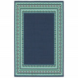 Homeroots 7' X 10' Blue And Green Indoor Outdoor Area Rug  Polypropylene 388676