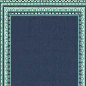 HomeRoots 5' Indoor Outdoor Area Rug in Bold Blue and Green - Stylish Geometric Design for Versatile Spaces 7'10" x 10'10" 388677