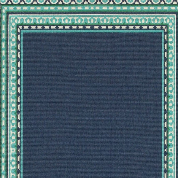 HomeRoots 5' Indoor Outdoor Area Rug in Bold Blue and Green - Stylish Geometric Design for Versatile Spaces 7'10" x 10'10" 388677