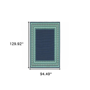 HomeRoots 5' Indoor Outdoor Area Rug in Bold Blue and Green - Stylish Geometric Design for Versatile Spaces 7'10" x 10'10" 388677