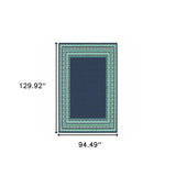 Homeroots 8' X 11' Blue And Green Indoor Outdoor Area Rug  Polypropylene 388677