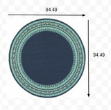 Homeroots 8' X 8' Blue And Green Round Indoor Outdoor Area Rug  Polypropylene 388678