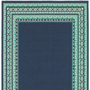HomeRoots 5' Indoor Outdoor Area Rug in Bold Blue and Green - Stylish Geometric Design for Versatile Spaces 8'6" x 13' 388679