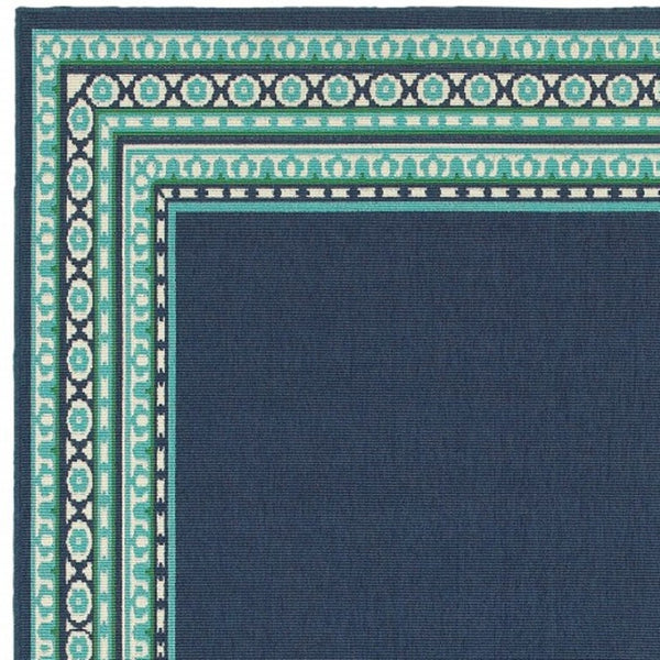 HomeRoots 5' Indoor Outdoor Area Rug in Bold Blue and Green - Stylish Geometric Design for Versatile Spaces 8'6" x 13' 388679