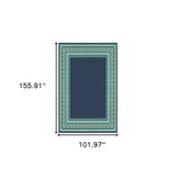 Homeroots Blue And Green Indoor Outdoor Area Rug  Polypropylene 388679