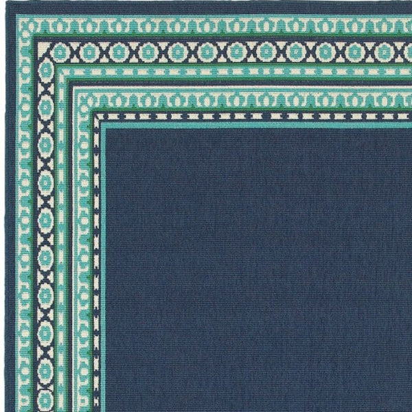 HomeRoots 5' Indoor Outdoor Area Rug in Bold Blue and Green - Stylish Geometric Design for Versatile Spaces 8'6" x 13' 388679