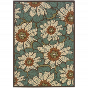 HomeRoots 8' Blue Indoor Outdoor Area Rug - Durable, Stylish, and Weather-Resistant for Versatile Living Spaces 7'10" x 10'10" 388685