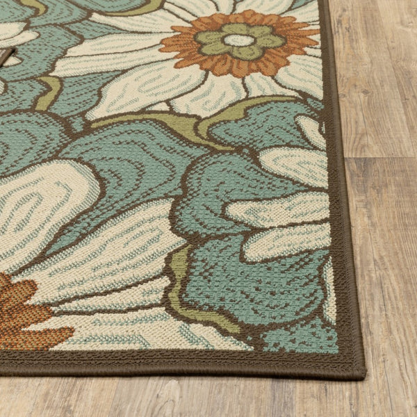 HomeRoots 8' Blue Indoor Outdoor Area Rug - Durable, Stylish, and Weather-Resistant for Versatile Living Spaces 7'10" x 10'10" 388685