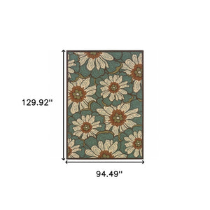 HomeRoots 8' Blue Indoor Outdoor Area Rug - Durable, Stylish, and Weather-Resistant for Versatile Living Spaces 7'10" x 10'10" 388685