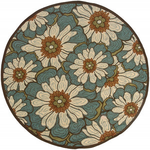 HomeRoots 8' Blue Indoor Outdoor Area Rug - Durable, Stylish, and Weather-Resistant for Versatile Living Spaces 7'10" Round 388686