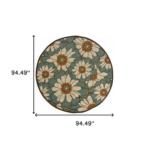 HomeRoots 8' Blue Indoor Outdoor Area Rug - Durable, Stylish, and Weather-Resistant for Versatile Living Spaces 7'10" Round 388686