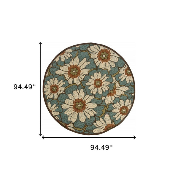 HomeRoots 8' Blue Indoor Outdoor Area Rug - Durable, Stylish, and Weather-Resistant for Versatile Living Spaces 7'10" Round 388686