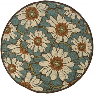 HomeRoots 8' Blue Indoor Outdoor Area Rug - Durable, Stylish, and Weather-Resistant for Versatile Living Spaces 7'10" Round 388686