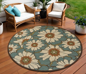 HomeRoots 8' Blue Indoor Outdoor Area Rug - Durable, Stylish, and Weather-Resistant for Versatile Living Spaces 7'10" Round 388686