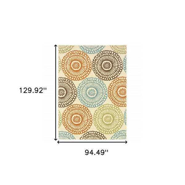 HomeRoots 5' Indoor Outdoor Beige Area Rug - Durable, Weather-Resistant Design for Patios, Kitchens & More 7'10" x 10'10" 388693
