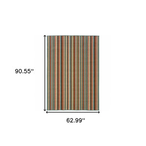 HomeRoots 5' Green Indoor Outdoor Area Rug - Vibrant, Durable, Stain-Resistant Design for Stylish Living Spaces 5'3" x 7'6" 388699