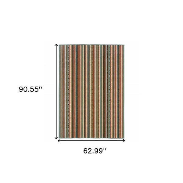 HomeRoots 5' Green Indoor Outdoor Area Rug - Vibrant, Durable, Stain-Resistant Design for Stylish Living Spaces 5'3" x 7'6" 388699