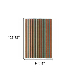 HomeRoots 5' Green Indoor Outdoor Area Rug - Vibrant, Durable, Stain-Resistant Design for Stylish Living Spaces 7'10" x 10'10" 388701