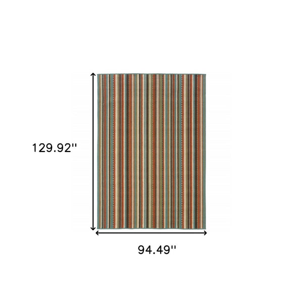 HomeRoots 5' Green Indoor Outdoor Area Rug - Vibrant, Durable, Stain-Resistant Design for Stylish Living Spaces 7'10" x 10'10" 388701