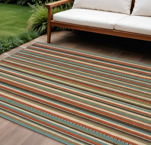 HomeRoots 5' Green Indoor Outdoor Area Rug - Vibrant, Durable, Stain-Resistant Design for Stylish Living Spaces 7'10" x 10'10" 388701