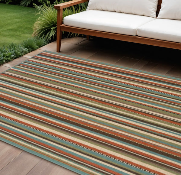 HomeRoots 5' Green Indoor Outdoor Area Rug - Vibrant, Durable, Stain-Resistant Design for Stylish Living Spaces 7'10" x 10'10" 388701