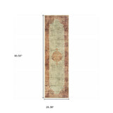 Homeroots 2' X 8' Ivory And Pink Medallion Runner Rug Ivory,Pink Polypropylene 388722