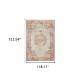 Homeroots 10' X 13' Ivory And Pink Medallion Area Rug Ivory,Pink Polypropylene 388727