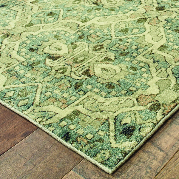 HomeRoots 10' Ivory and Blue Geometric Area Rug - Boho-Moroccan Style, Soft, Stain-Resistant, Durable Design 10' X 13' 388733