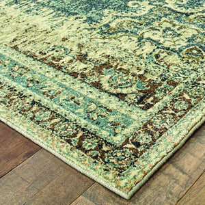 HomeRoots 10' Blue and Ivory Medallion Area Rug - Classic Persian Charm for Stylish, High-Traffic Spaces 9'10" x 12'10" 388739