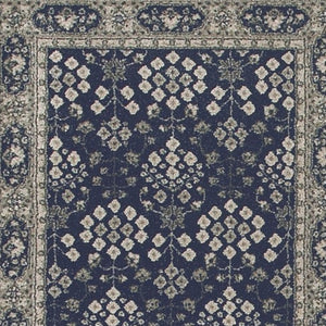 Homeroots 2' X 8' Navy And Gray Floral Ditsy Runner Rug Navy,Grey Polypropylene 388740