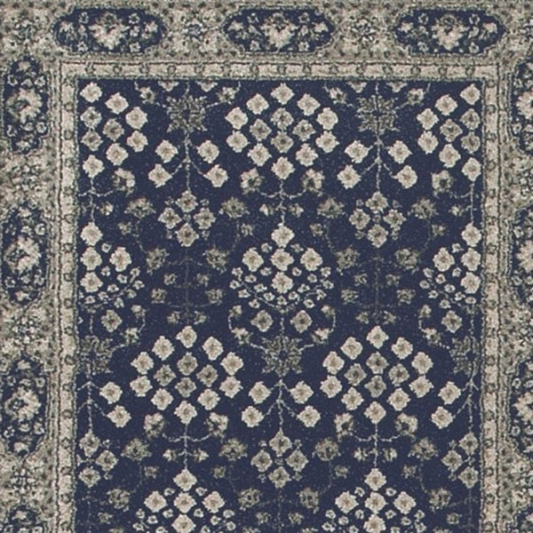 Homeroots 2' X 8' Navy And Gray Floral Ditsy Runner Rug Navy,Grey Polypropylene 388740